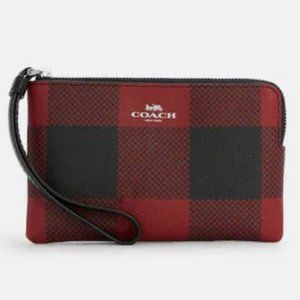 NEW! Coach Buffalo Plaid Print Wallet Wristlet